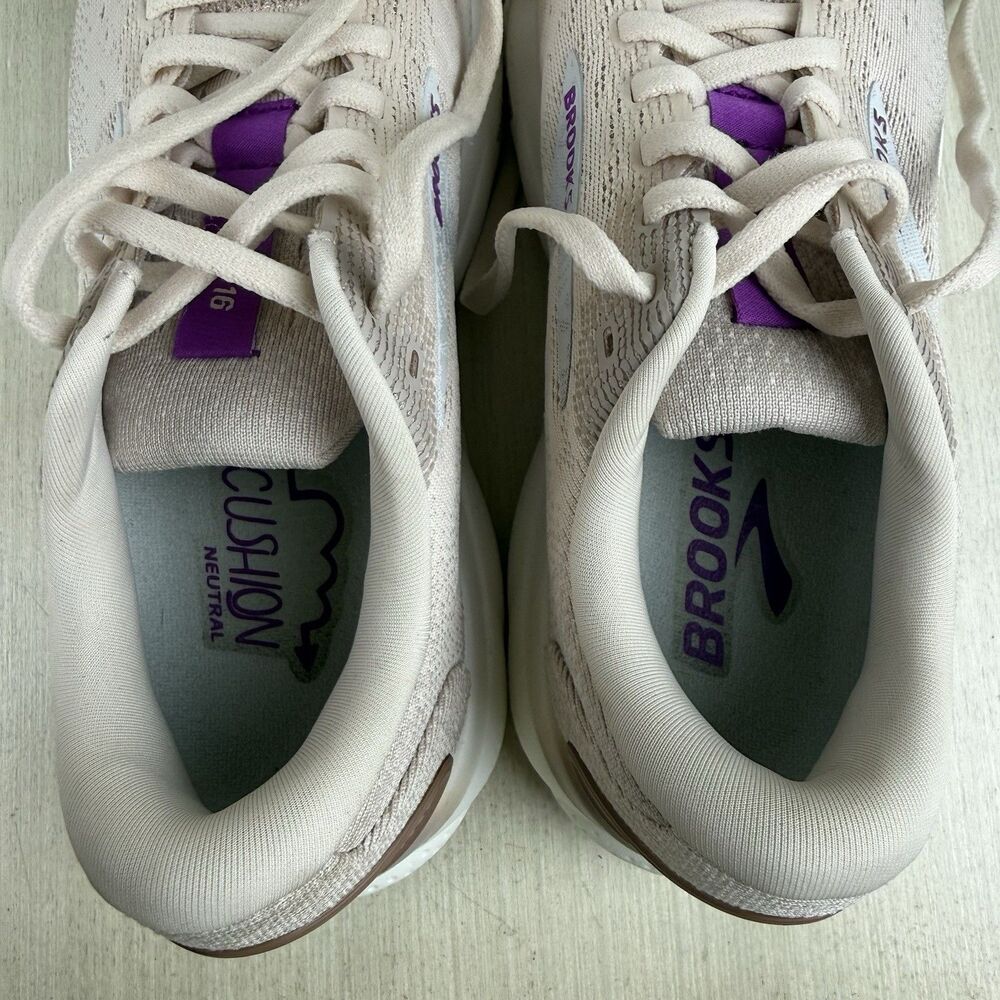 Brooks Ghost 16 Running Shoes Womens Size 7 Almond Peach Purple Athletic Gym Run - Picture 10 of 11